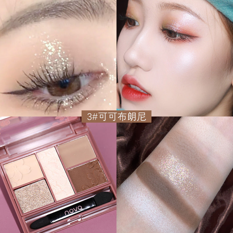 NOVO romantic country nine-color eye shadow palette glitter pearlescent sequins makeup palette delicate earth color eye shadow wholesale