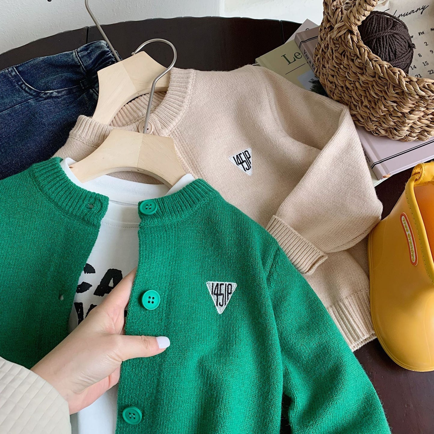 Children's sweater Bangcheng 2024 spring new children's clothing embroidered small label jacket boy wool cardigan MY0015