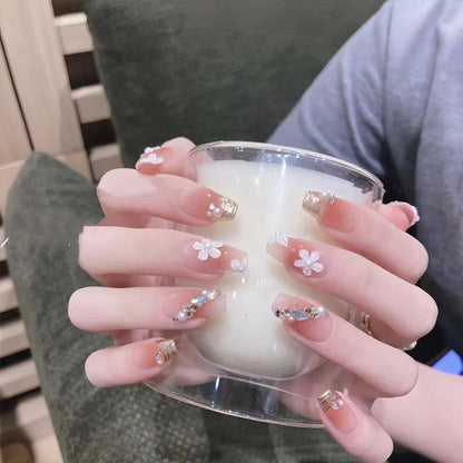 Douyin hot-selling hand-made wearable nail art nail tips French gradient cat's eye high-end nail stickers finished product is detachable