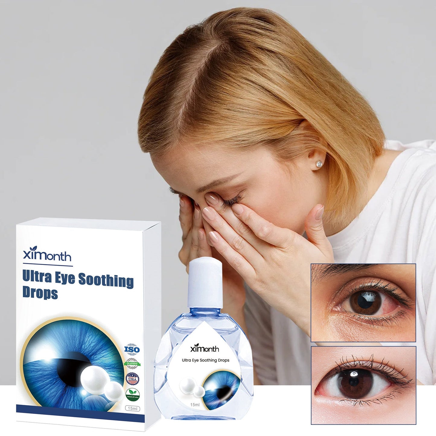 Ximonth eye care drops relieve red eyes, dry eyes, blurred vision, eye fatigue, eye care drops 