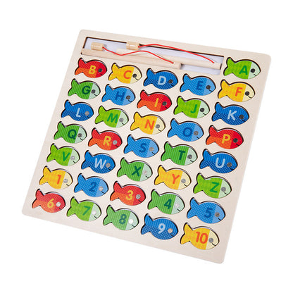 Children's wooden early education color classification enlightenment number letter recognition matching magnetic fishing game educational toy