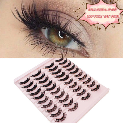 Dingsen false eyelashes factory cross-border stable supply 20 pairs of DD Russian curled eyelashes European and American thick