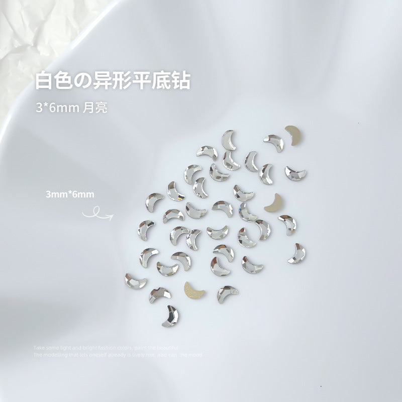 Nail jewelry flat bottom special shaped diamonds large and small mini water drop love square diamonds transparent diamonds white crystal wholesale