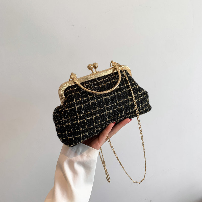 Woven shell bag women 2024 autumn and winter new simple woven fashion chain bag casual shoulder messenger bag 