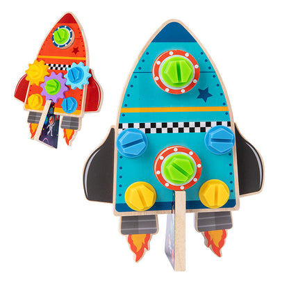 Wooden Mini Rocket Nut Children's Early Education Puzzle Hand Fine Motor Training Nut Gear Wooden Toy