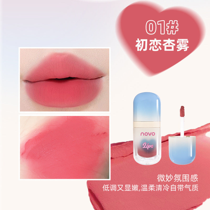 NOVO velvet matte cotton lip mud mud lip glaze texture is silky, natural matte, natural skin, តម្លៃសមរម្យ សម្រាប់សិស្សានុសិស្ស 