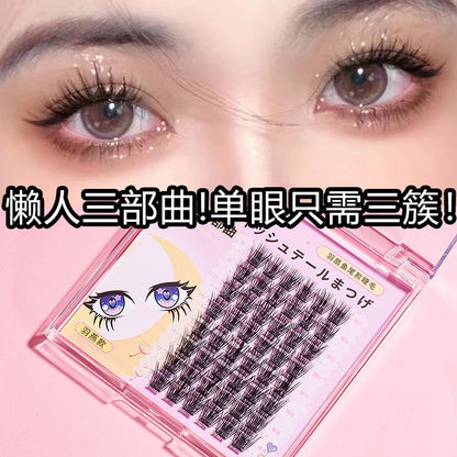 BQI Eyelashes រោមភ្នែកបែបធម្មជាតិ ម៉ូតជាកន្ទុយត្រី ដែលស្អិតជាប់ និងមានសរសៃរោមភ្នែកស្តើង 