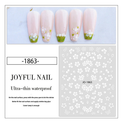 Nail stickers wholesale white flower ice flower stickers small white flower nail stickers waterproof with adhesive backing nail stickers