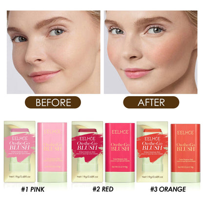 EELHOE Blush Stick Contouring Three-dimensional Highlight Light Thin Natural Nude Makeup Brightening Delicate Waterproof Multifunctional Blush Stick 