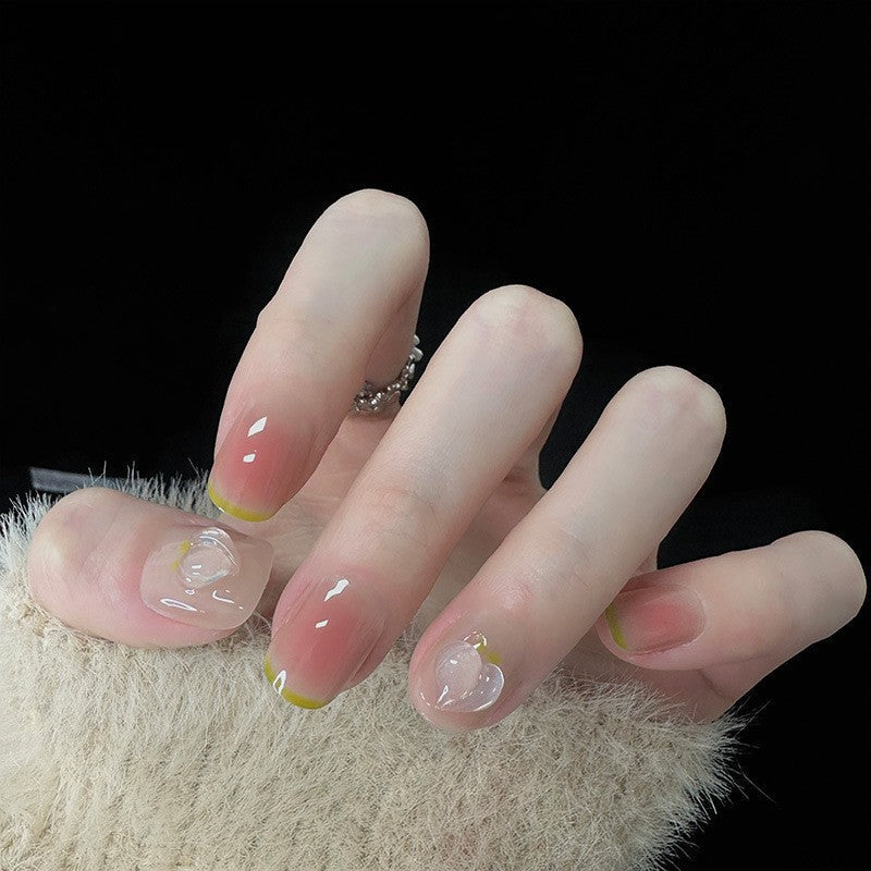 Internet celebrity handmade wear nail wholesale French ins style nude rabbit gilded nail stickers hot girl nail jelly glue 