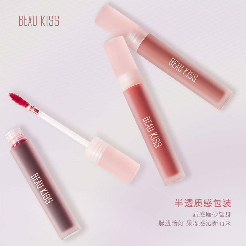 Beau kiss water mist lip glaze matte matte lipstick ធម្មជាតិ ជាប់បានយូរ មិនងាយប្រលាក់ ធ្វើអោយស និងប្រើបានច្រើនយ៉ាង