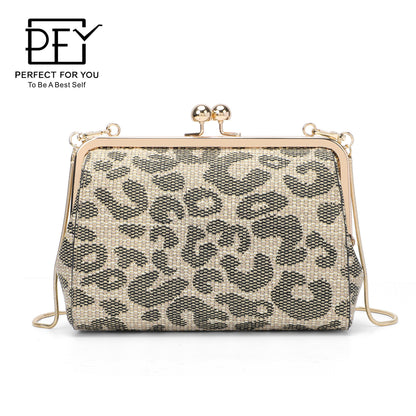 PERFECT FOR YOU European and American shoulder messenger bag retro leopard print high-end niche bag female large capacity 