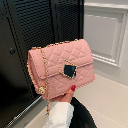 2024 autumn and winter new fashion diamond chain small bag one shoulder crossbody small square bag foreign temperament women's bag wholesale 