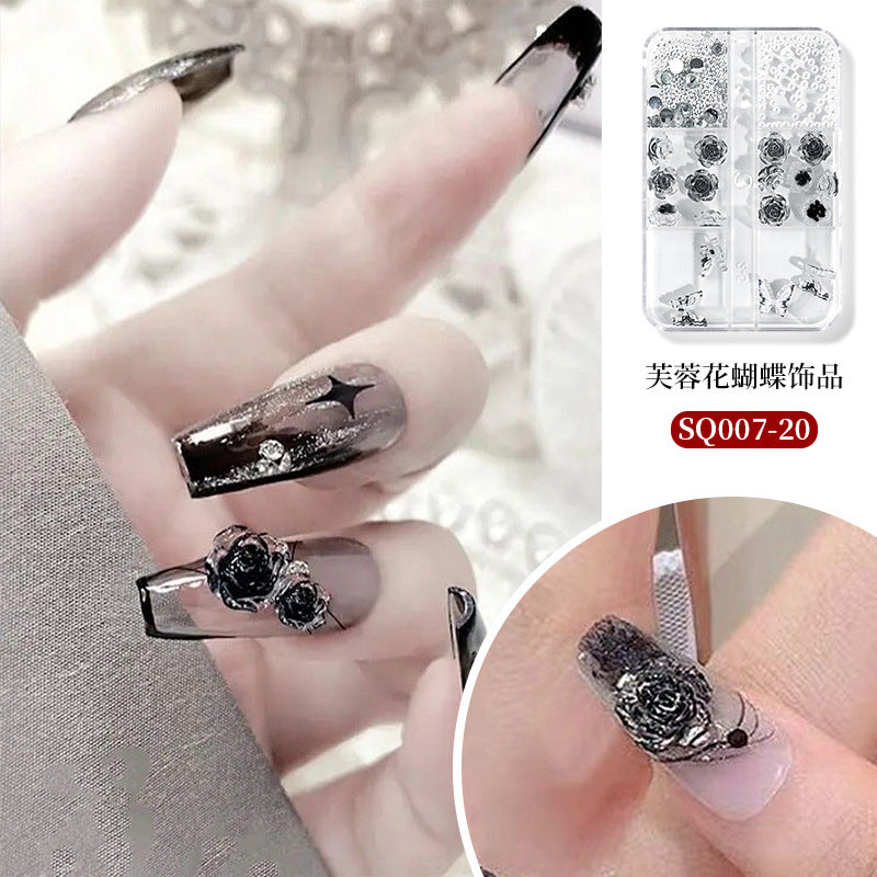 Nail art accessories aurora bow pearl rivet small accessories super flash small diamond 12 grid mixed nail decoration wholesale