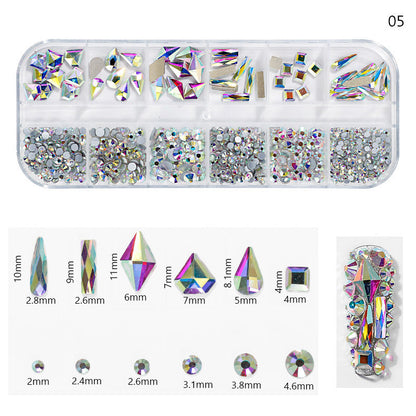 Finger Princess Nail Art Net Red Hot DIY Jewelry Accessories 12 Grids AB Fantasy Shaped Flat Nail Art Diamond Shaped Diamond 