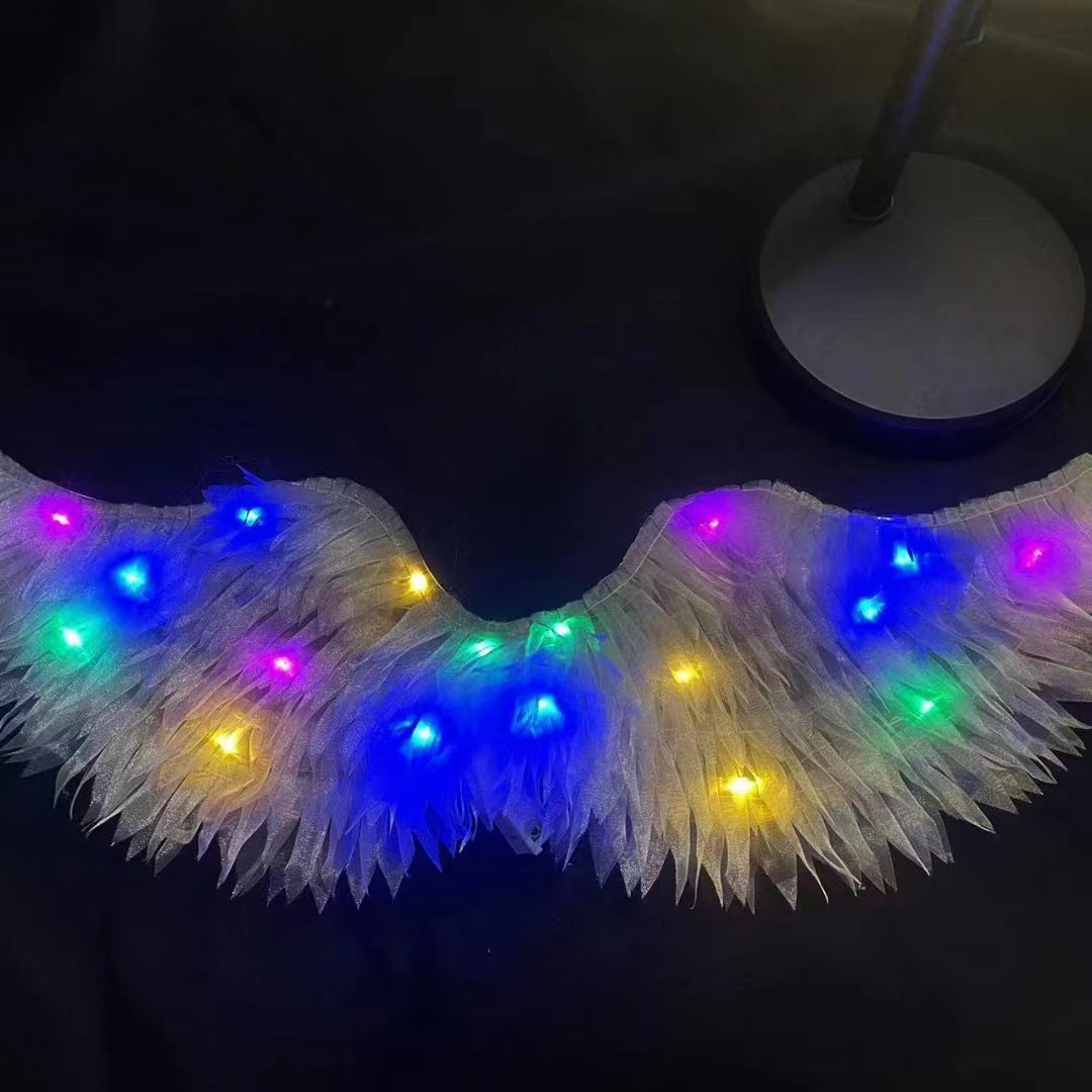 LED light source luminous feather wings angel wings adult children fairy performance props princess flower girl dress up