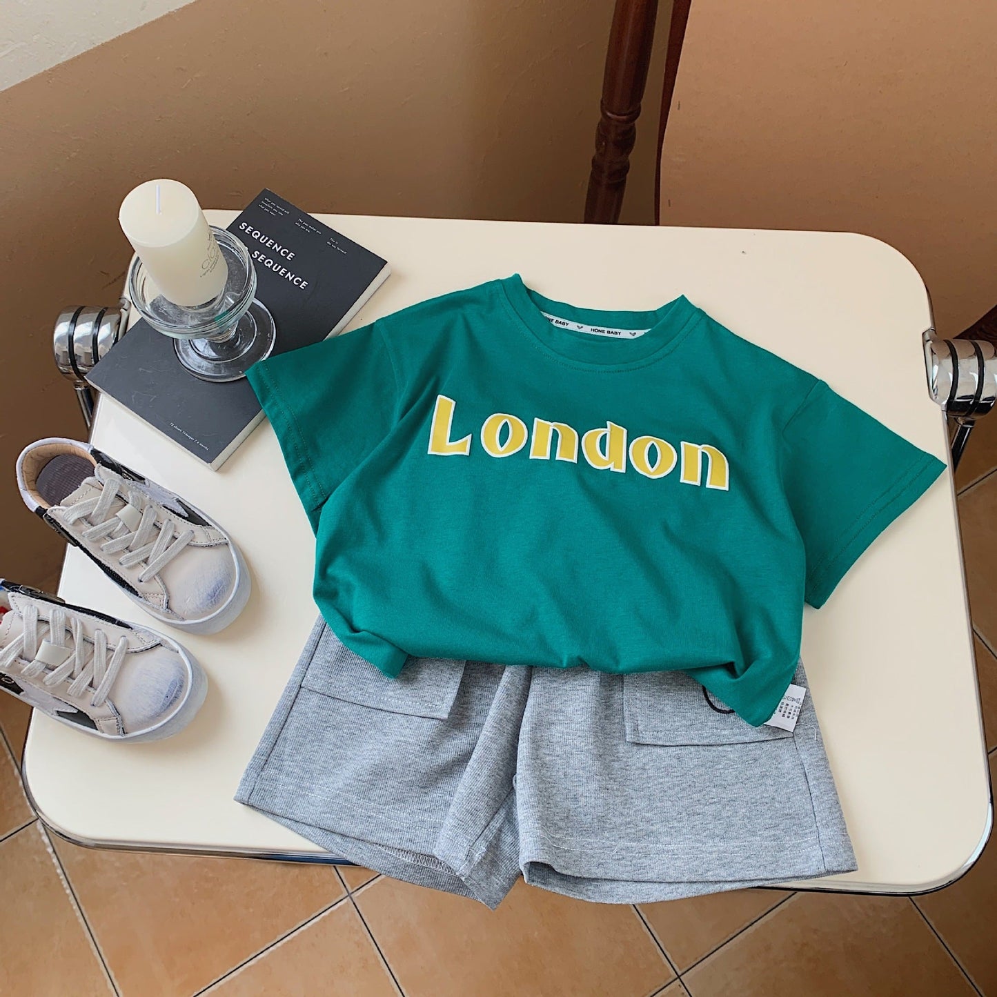 Children's T-shirt 2023 Bangcheng summer boys and children's casual foam letter loose short-sleeved baby T-shirt F0120