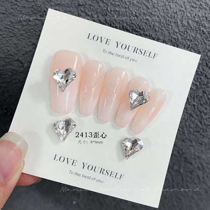 Nail Art K9 Jewelry Transparent Diamond Super Flash Crooked Heart Axe Diamond Water Drop Fat Square Butterfly White Diamond Nail Accessories Wholesale