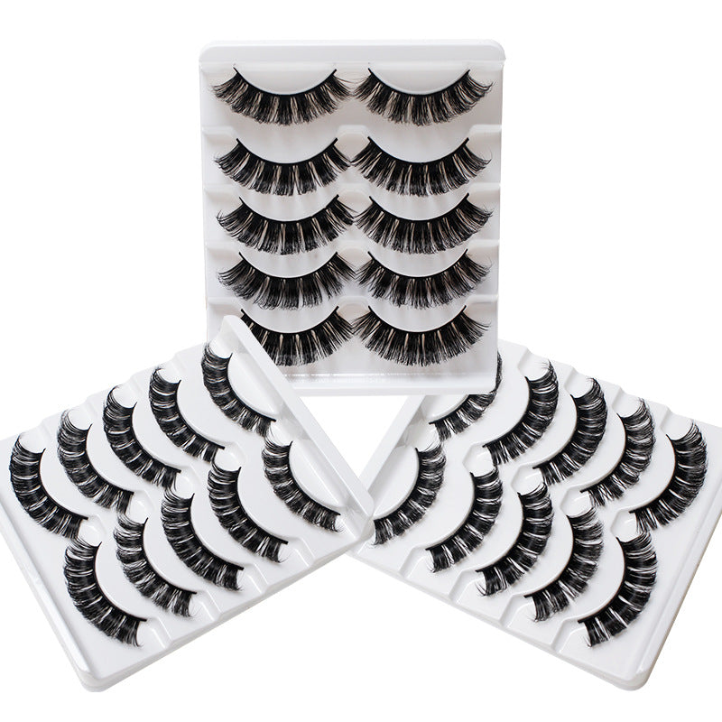 DINGSEN false eyelashes factory cross-border stable supply 5 pairs of eyelashes set Russian curvature DD curl eyelashes