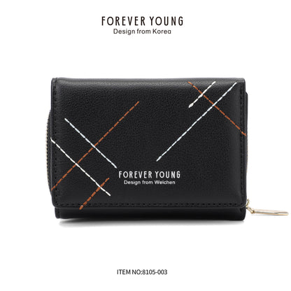 forever young wallet women's short PU high-end tri-fold coin purse cross-border multi-card slot bag 