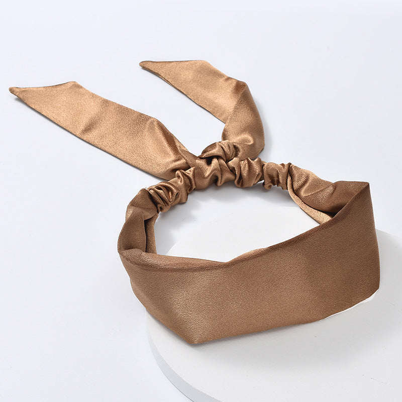 2024 new solid color cross headband Korean version simple simulation silk satin hair elastic elastic headband for women