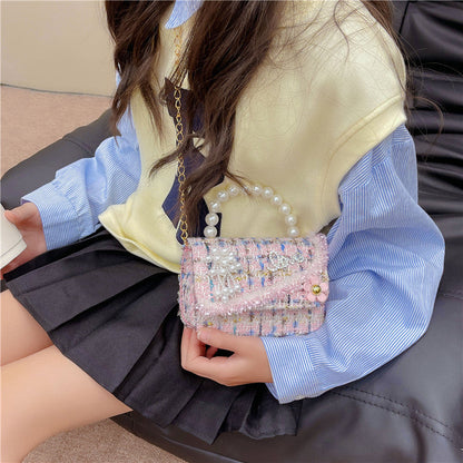 New style children's bag small Chanel style shoulder bag fashionable versatile girls messenger bag trendy chain backpack wholesale 