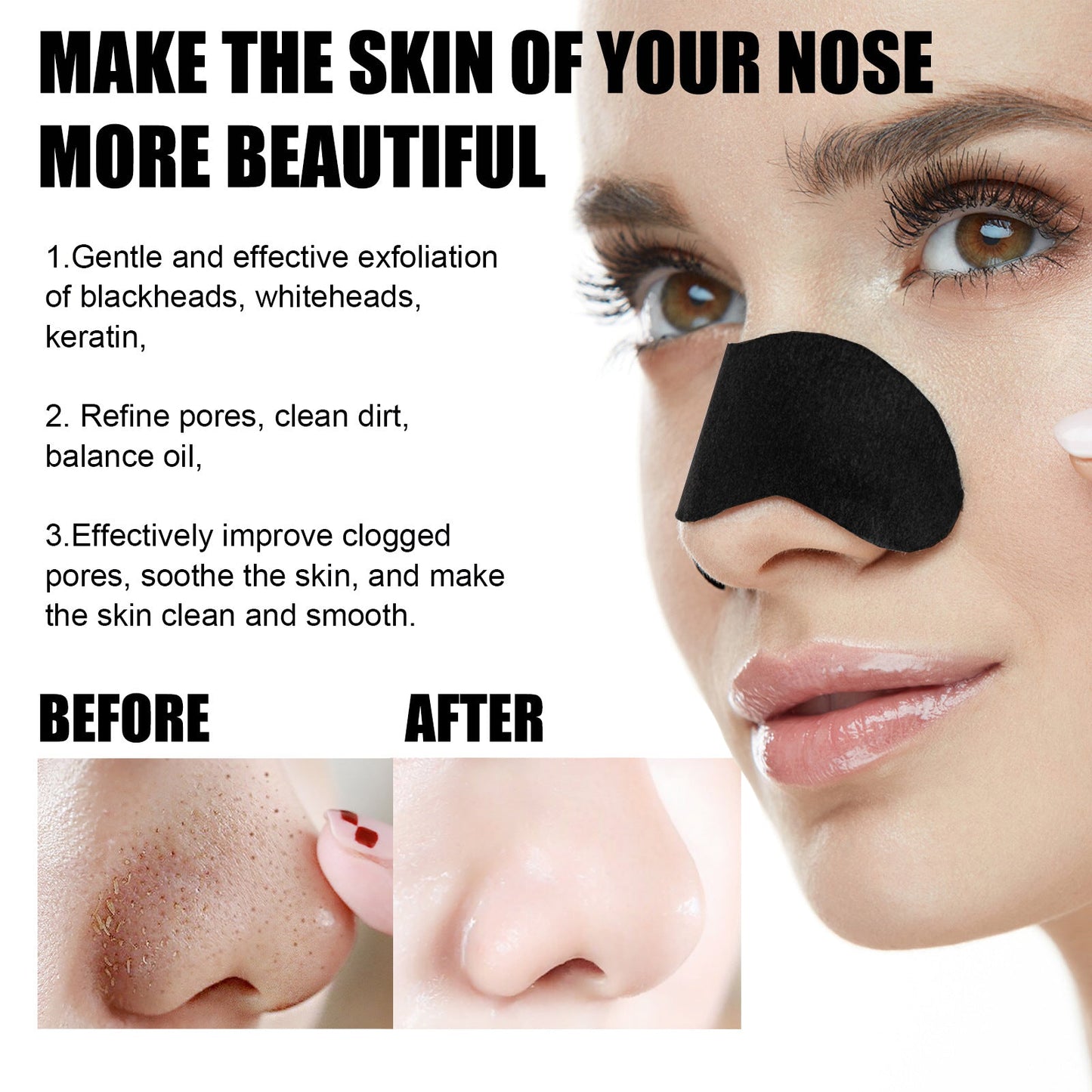 Black pig nose patch bamboo charcoal blackhead removal nose mask nose patch acne removal set box blackhead removal tear off nose mask patch 