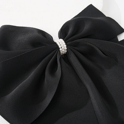 Cross-border new product bow satin hairpin female cute back of the head top clip spring clip hair accessories hairpin manufacturer wholesale