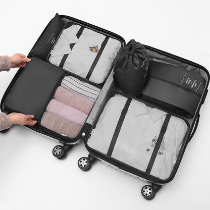 Twill seven-piece travel clothing luggage underwear and socks storage bag large capacity sorting travel 7-piece set 