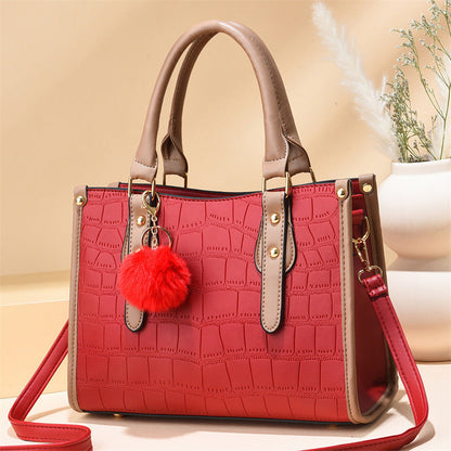 Women's bag 2024 autumn and winter new tote bag simple crocodile pattern litchi pattern large capacity handheld women's shoulder messenger bag 