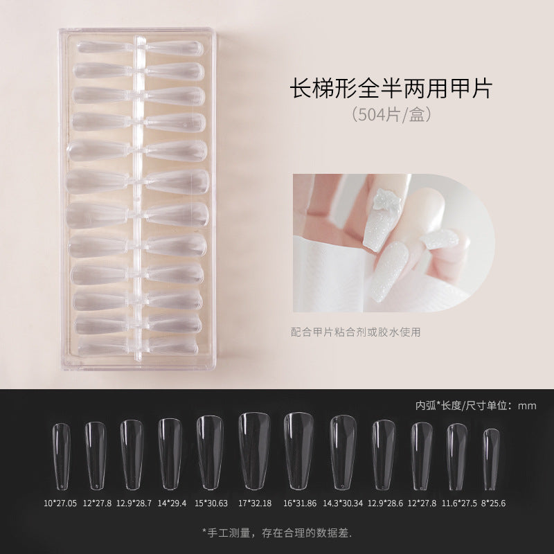 Nail art thin nail pieces without carving and grinding trapezoidal water drop almond frosted full stickers half stickers to extend the nail art shop can be folded without traces