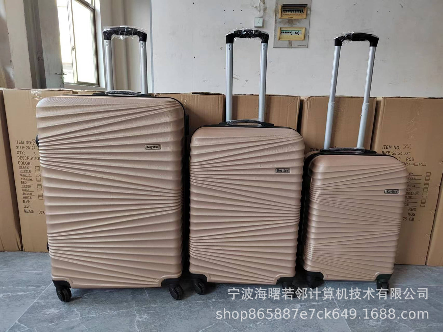 Cross-border abs three-piece suitcase for boarding, gift travel, universal wheel trolley case, spot password box, waterproof 