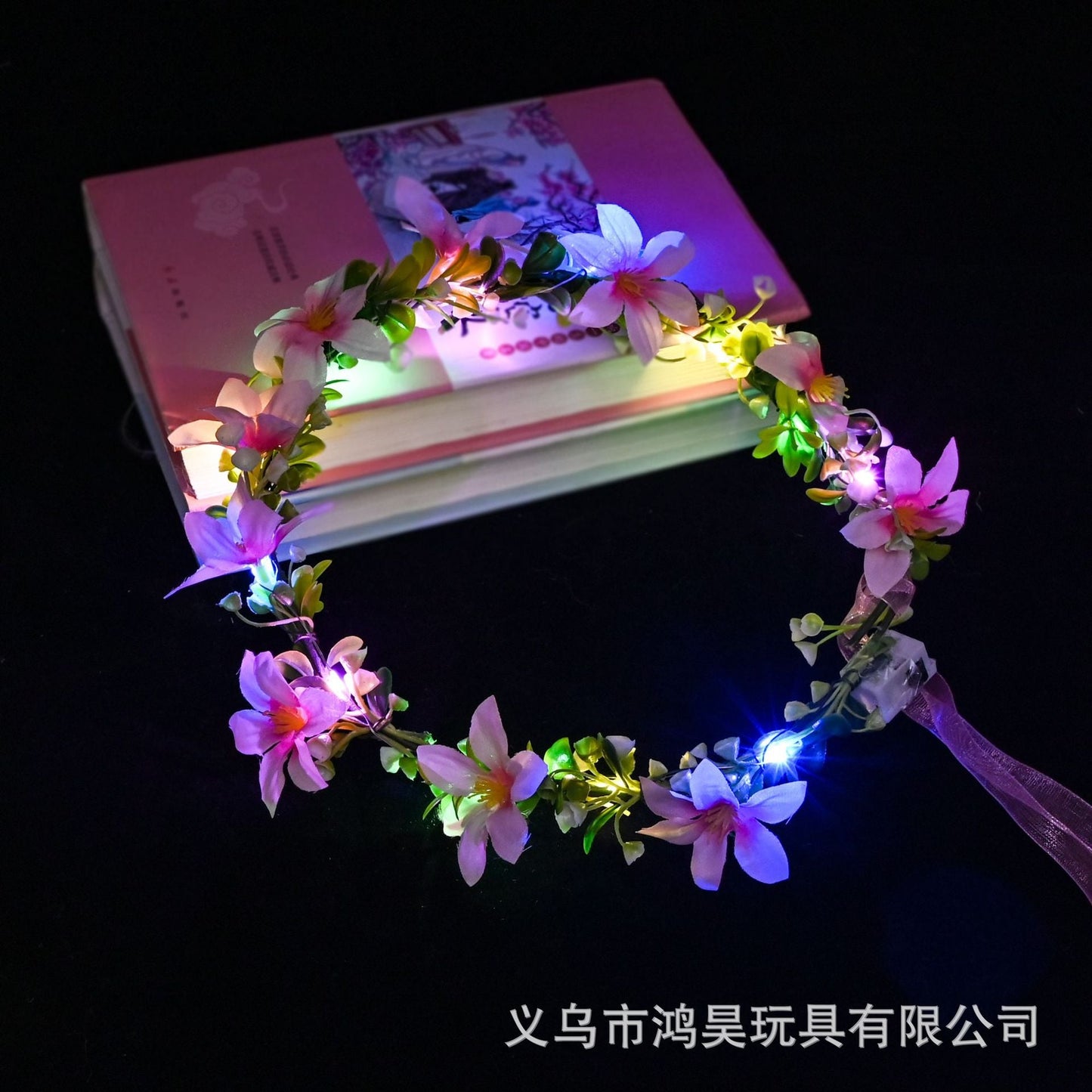 Forest children's luminous flash rattan garland super fairy headband bride flower headdress headband photo performance stall