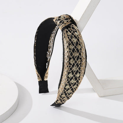 European and American new French knotted embroidery headband female retro simple headband high skull cave hair accessories hairpin wholesale