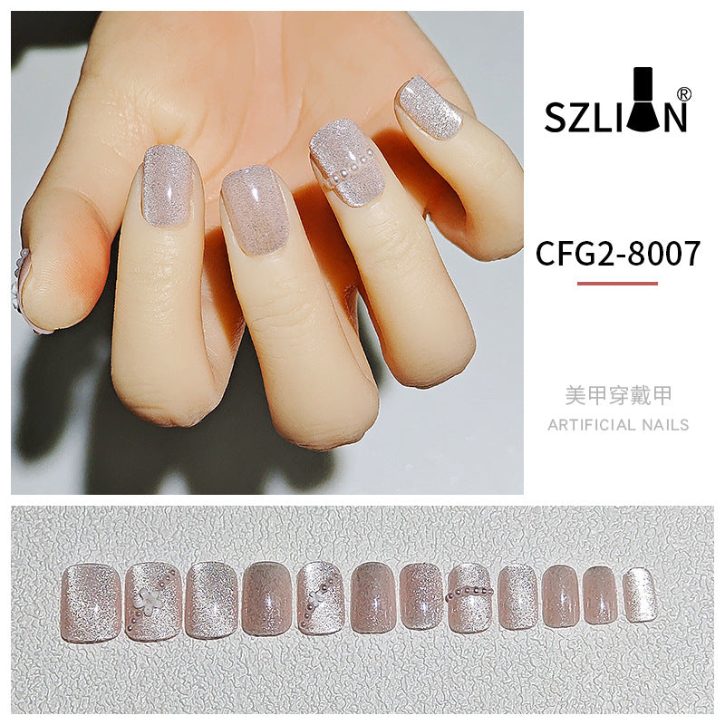 Cross-border special wearable nail tips wholesale French simple ice transparent nail art finished product detachable nail stickers