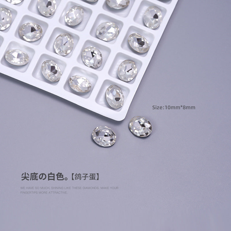 Nail art diamond jewelry special-shaped diamond white crystal transparent color pointed bottom crooked heart axe water drop rectangular butterfly nail diamond