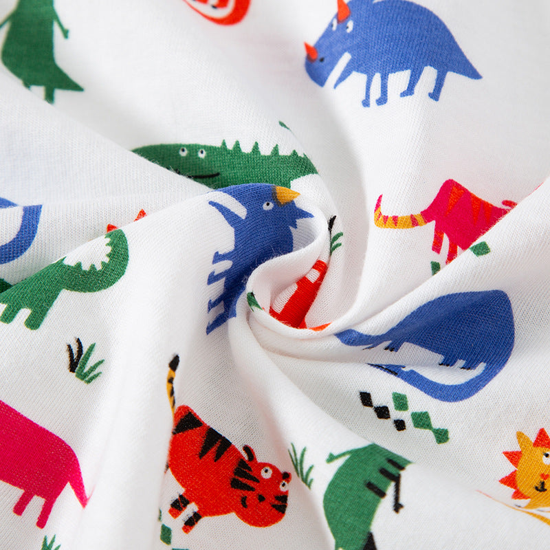 betop children's clothing 2024 summer new children's clothing children's full print dinosaur short-sleeved baby tops short-sleeved T-shirts