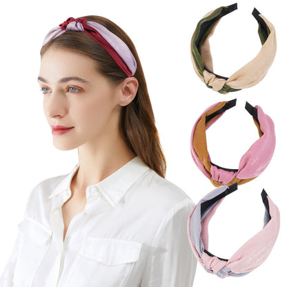 French headband for women European and American retro two-tone knotted head buckle all-match hairpin for girls temperament headband hair cave