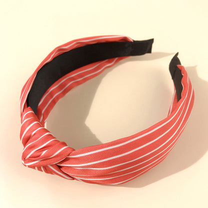 2024 new cross-border headband for women European and American Baroque ethnic style knotted head buckle striped color matching wide-brimmed headband