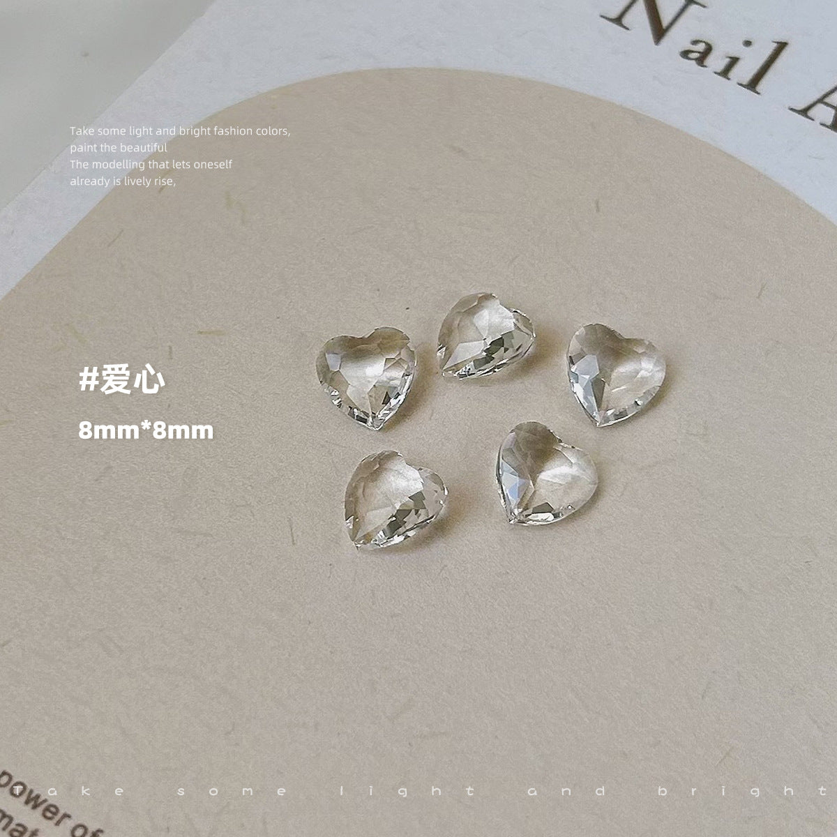 Nail accessories glacier transparent white pointed bottom diamond transparent bottom crooked heart love naked diamond rock sugar diamond nail accessories wholesale