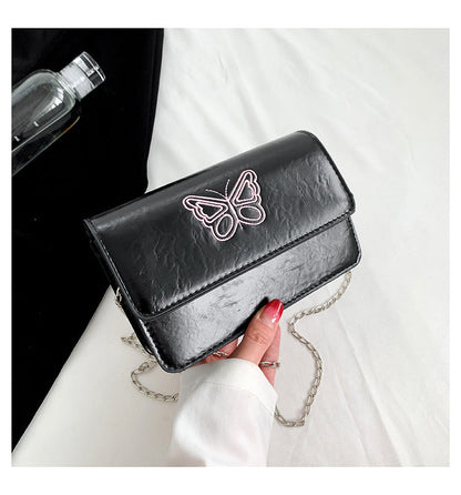 2024 autumn and winter new Korean version of the small Chanel style embroidered butterfly chain small square bag fashionable and stylish shoulder messenger bag for women 