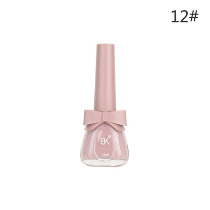 BK new bow seven-day water-based nail polish pure color free baking summer net red white macaron 13ml 