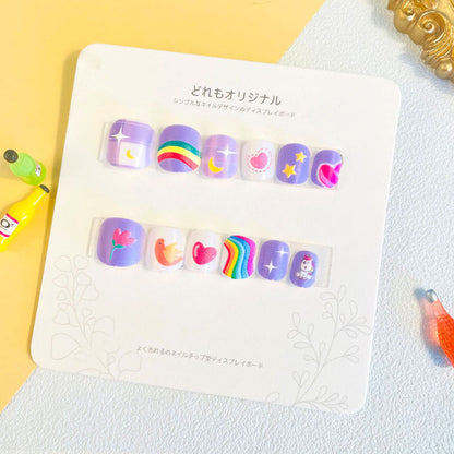 Children's nail stickers girls wear nails self-adhesive nail stickers cartoon cute princess false nail pieces embossed nail pieces