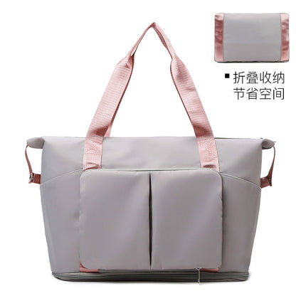 Fitness bag cross-border expandable large-capacity travel bag dry and wet separation lightweight maternity bag student storage luggage bag 