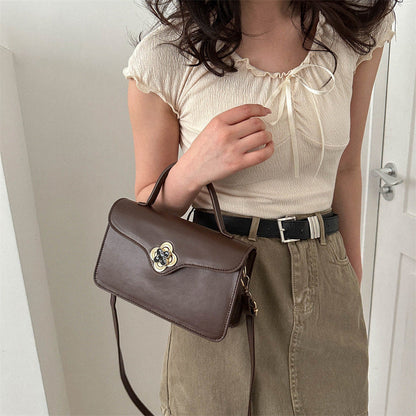 Solid color stylish handbag for women 2024 autumn new style casual fashion simple temperament one-shoulder crossbody small square bag 