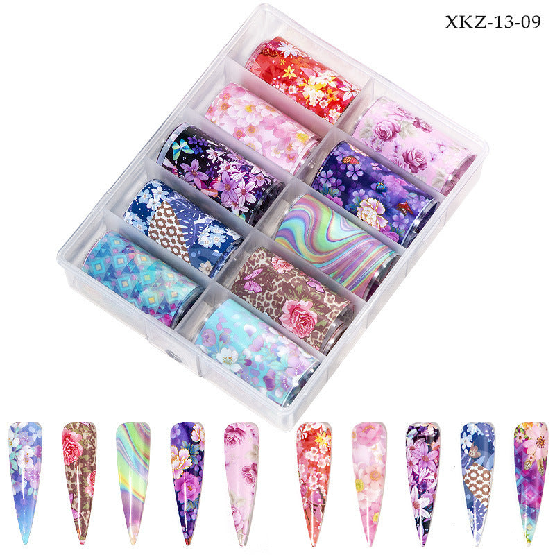 Zhifei's new Christmas Halloween starry sky paper flower leopard starry sky candy nail art transfer paper wholesale nail art