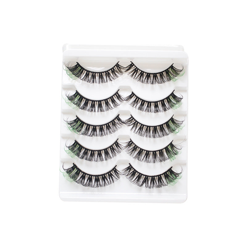 DINGSEN colorful five pairs of eyelashes DD volume false eyelashes set natural thick mixed eyelashes cross-border stable