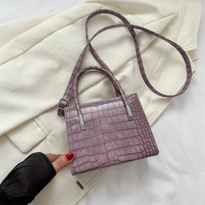 2024 new style trendy stone pattern large bag casual shoulder bag large capacity stylish solid color hand-held tote bag 