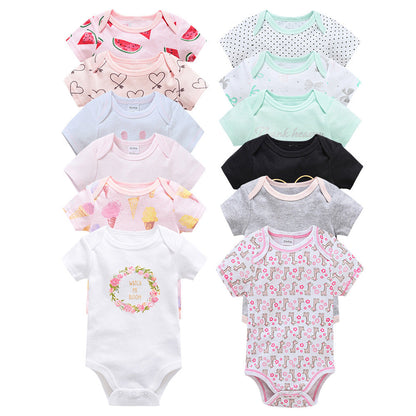 Summer new baby clothes 12 pieces combination short-sleeved baby girl clothes Korean style bodysuit girl clothing manufacturer 