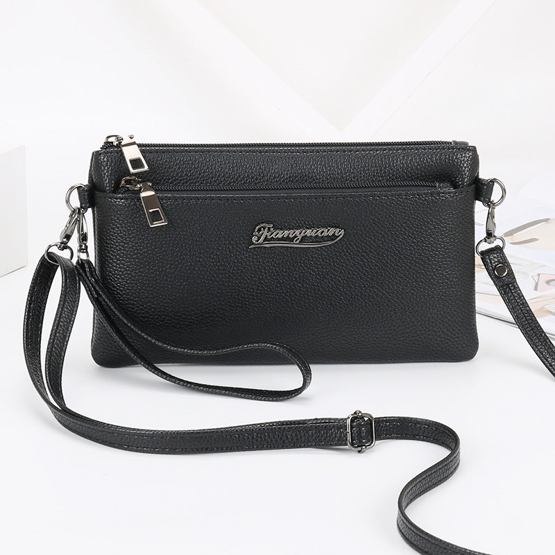 Genuine leather shoulder bag fashionable new crossbody bag Korean style ladies mobile phone bag versatile handbag casual women's bag 